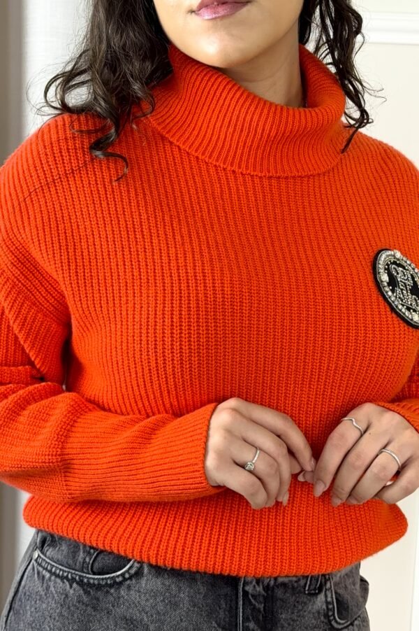 CAMISOLA LARANJA MALHA GOLA ALTA