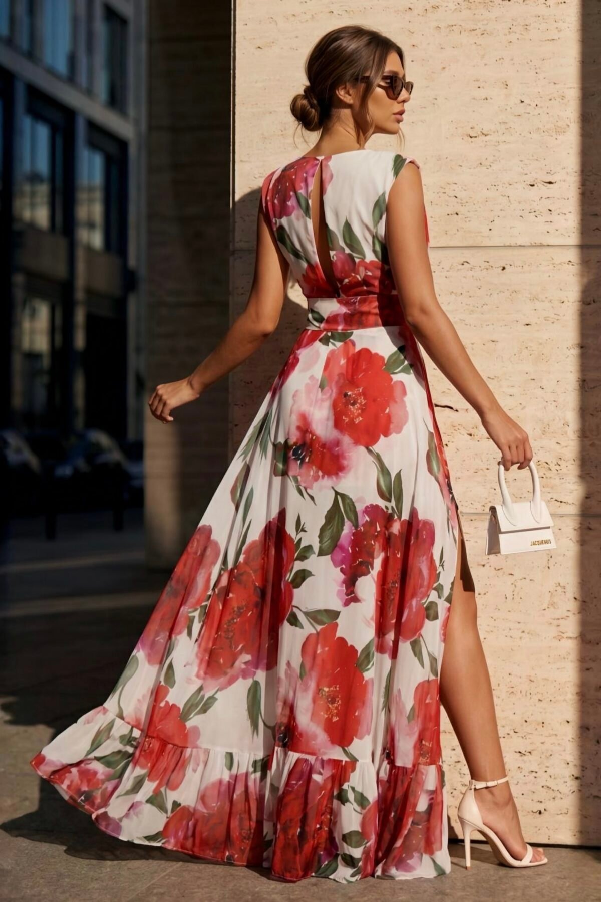 vestido floral dois em um chiffon elegante
