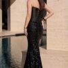 vestido preto sereia elegante com brilho