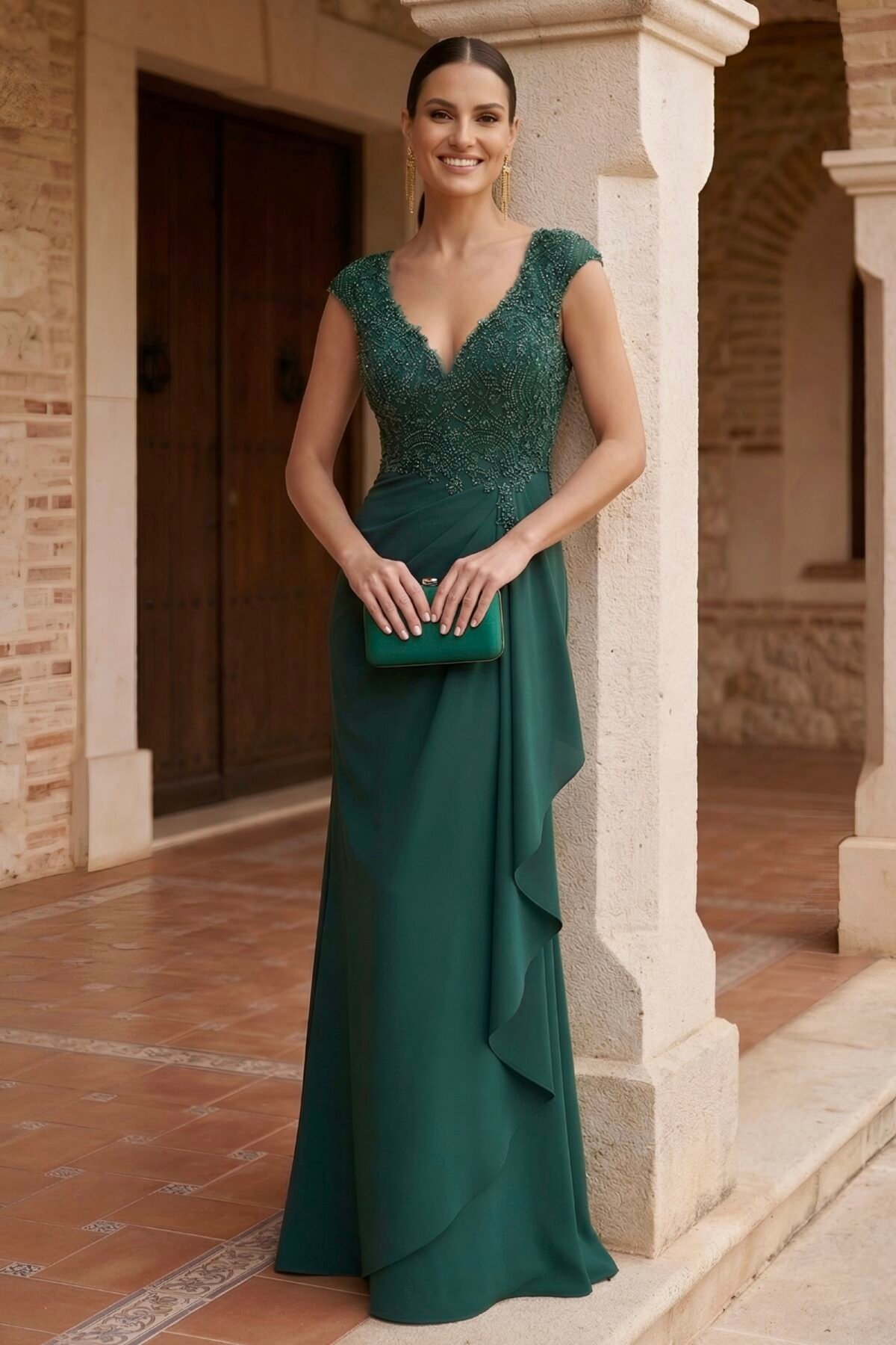 Modelo verde esmeralda ideal para casamentos, galas e eventos especias